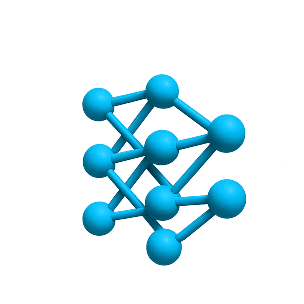 Molecular network icon symbolizing our AI-driven peptide discovery approach