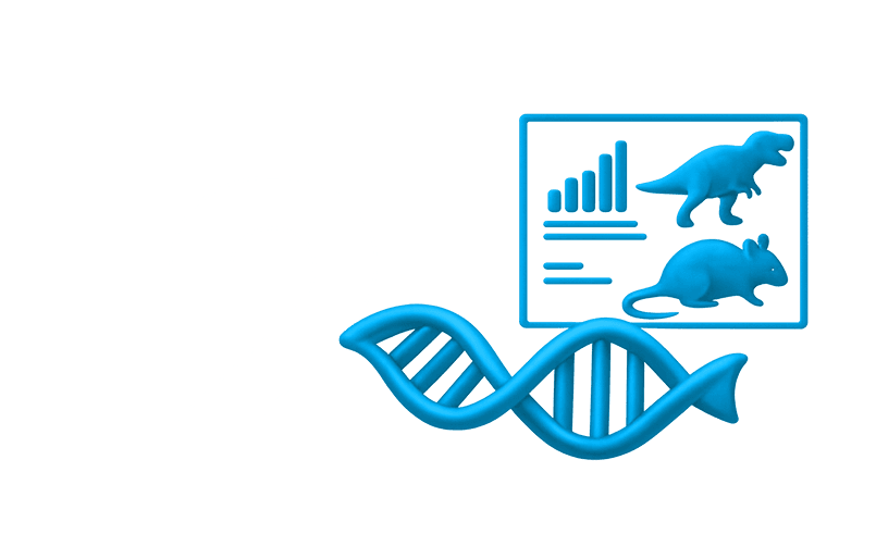 DNA helix and analysis chart representing proteome, genome, or metagenome analysis