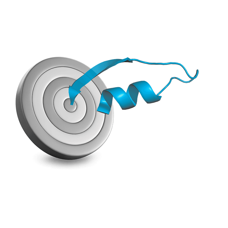 Bullseye target with peptide strand indicating targeted therapeutics